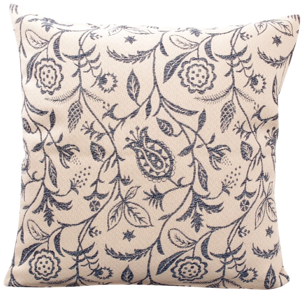 Federa Per Cuscino Floreale 45x45 Cm In Cotone – Rosso, Arancione, Verde E Blu Navy Su Crema